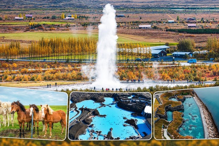 Tour del Círculo Dorado, Caballos y Laguna Azul o Sky Lagoon
